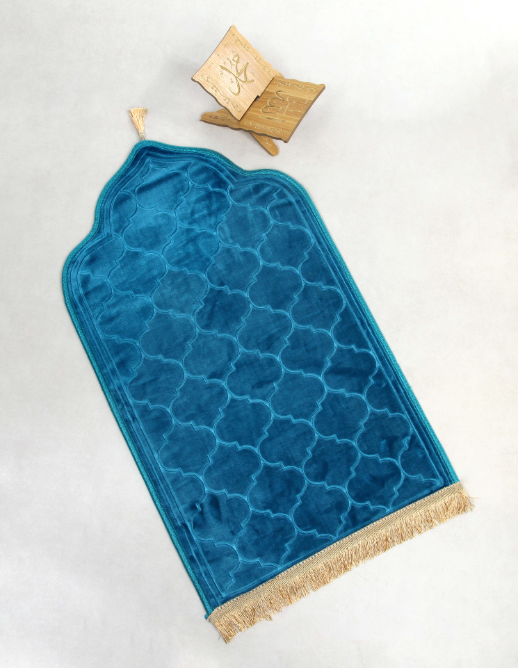 Tapis de prière Minaret Bleu azur